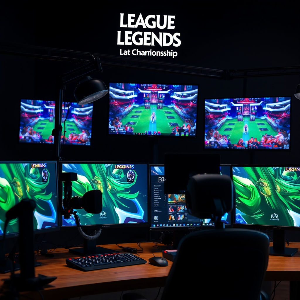Professzionális streaming beállítás több monitorral League of Legends World Championship nézéséhez